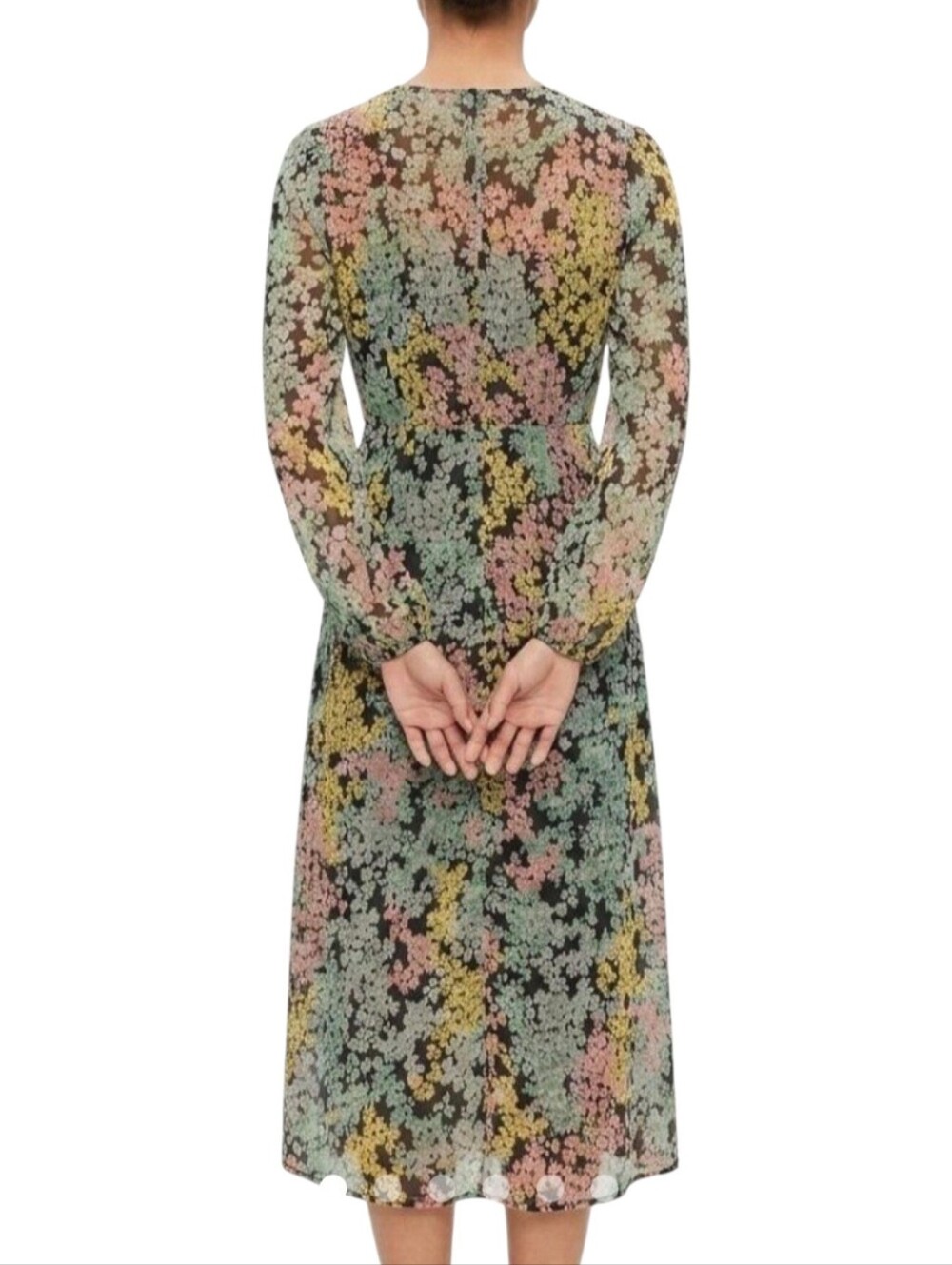NWT Loft Ann Taylor Garden Floral Chiffon Button Down Midi Dress Long Sleeve 10 - Picture 2 of 12